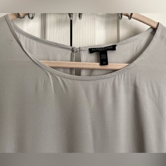 EILEEN FISHER WOMENS BLOUSE, SILK, SOFT GREY, size 2X - Picture 3 of 6